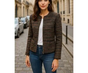 L’Agence Bouclé Wool Alpaca Jacket French Chic Tweed Blazer Size 2